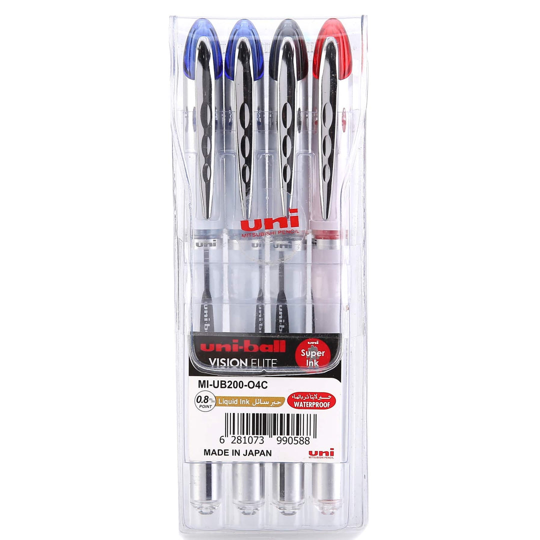 UNI-BALL Vision Elite Roller Pen Set (4 Nos)