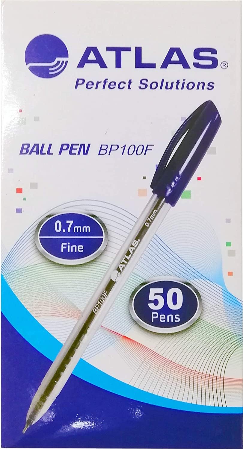 Atlas Fine Point Ballpoint Pens (0.7mm, Blue) - Box of 50