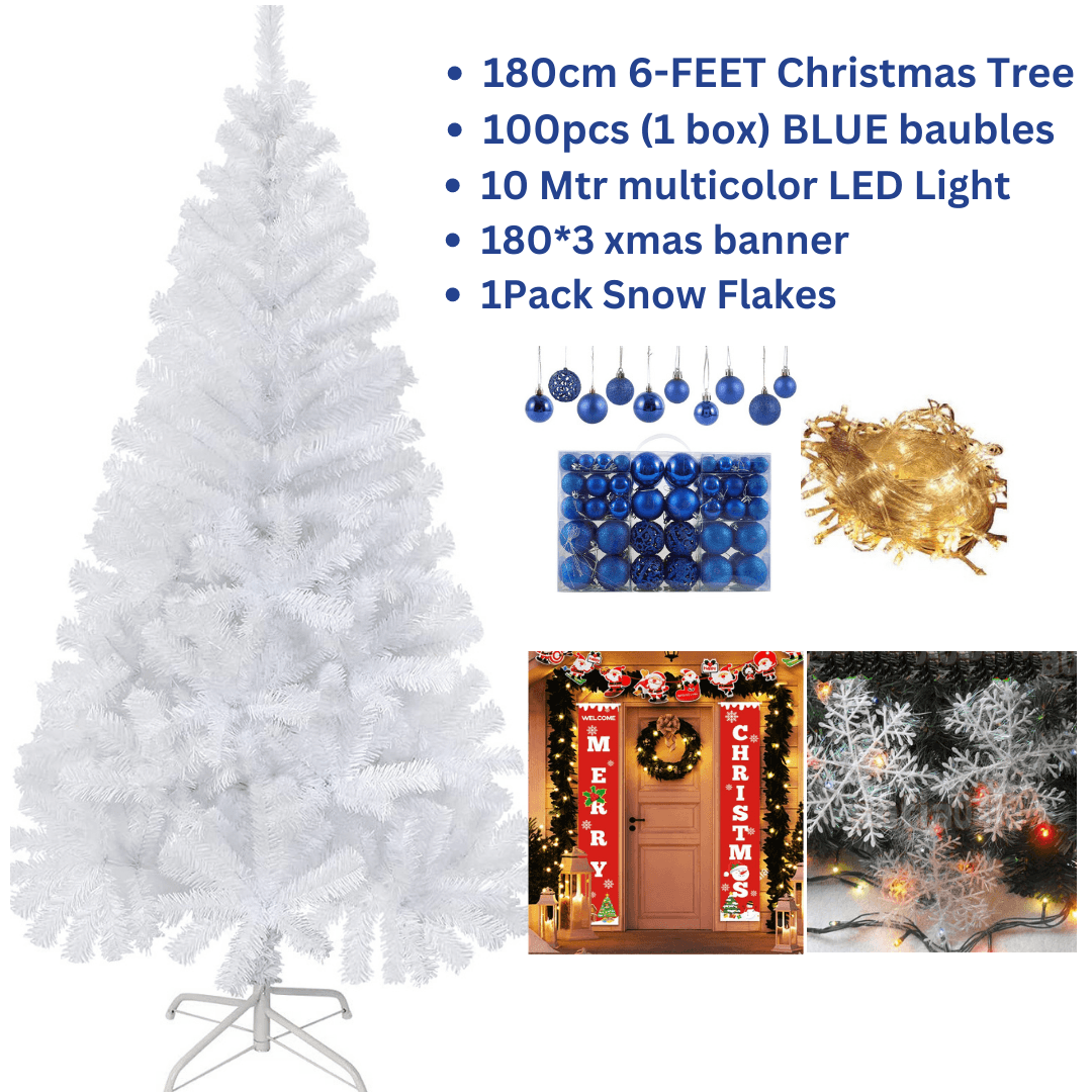 White Christmas Tree 6ft 5ft 4ft High Quality Artificial Xmas Tree Combo Offers - Connects Cart