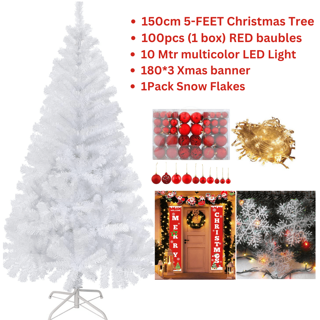White Christmas Tree 6ft 5ft 4ft High Quality Artificial Xmas Tree Combo Offers - Connects Cart