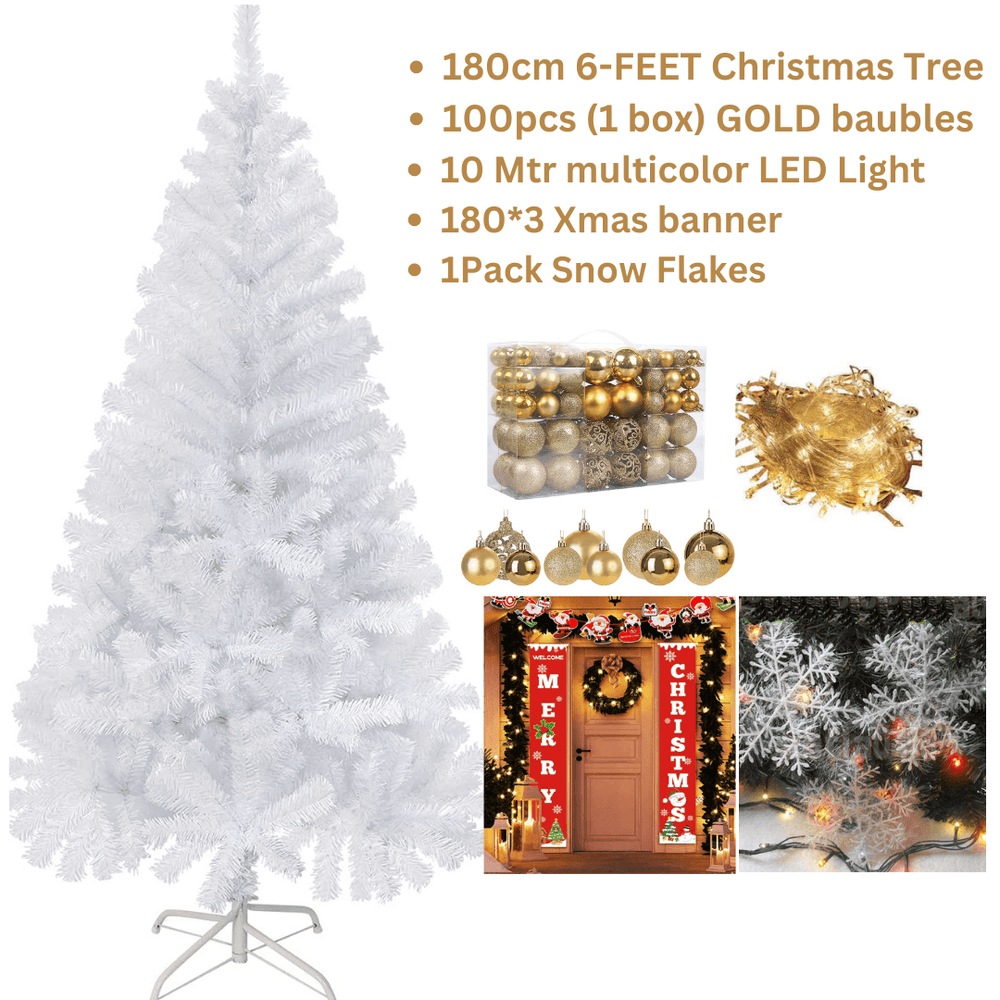 White Christmas Tree 6ft 5ft 4ft High Quality Artificial Xmas Tree Combo Offers - Connects Cart