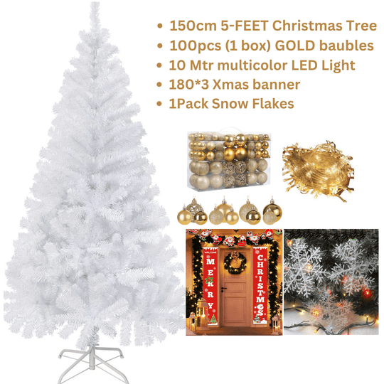 White Christmas Tree 6ft 5ft 4ft High Quality Artificial Xmas Tree Combo Offers - Connects Cart