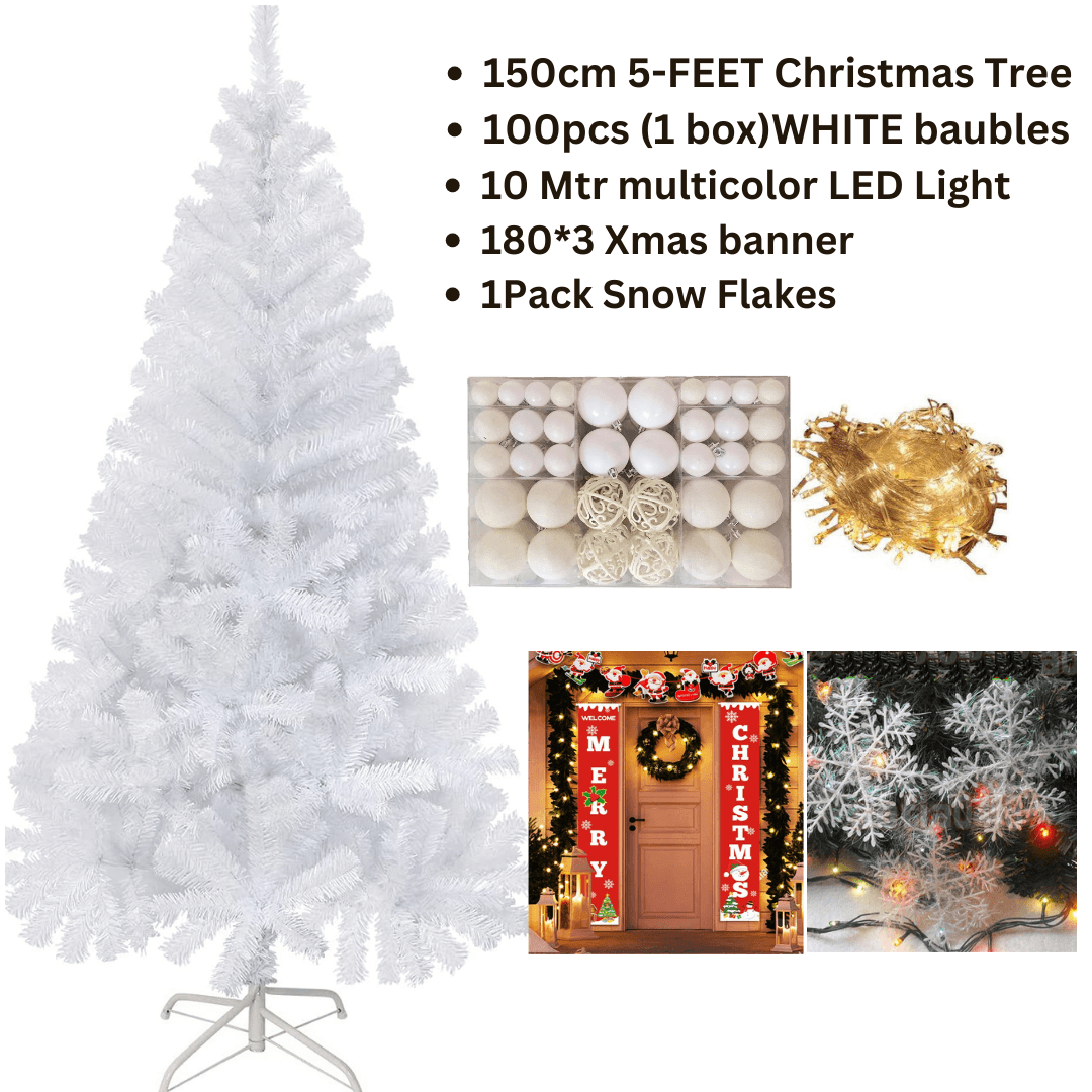 White Christmas Tree 6ft 5ft 4ft High Quality Artificial Xmas Tree Combo Offers - Connects Cart