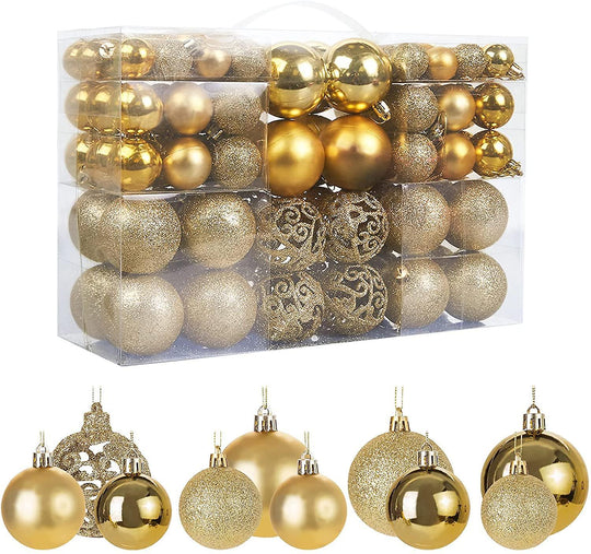 Christmas Baubles, Shatterproof Christmas Tree Hanging Ball, Christmas Balls Ornaments 100 PCS - Connects Cart