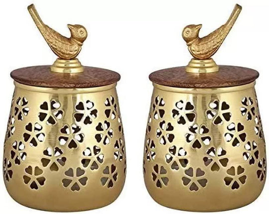 Beautiful Gold Iron Tealight Holder Home, Office, Living Room (Gold, Pack of 2) - Connects Cart