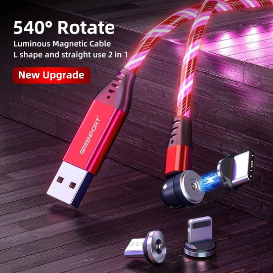 Rotate Light USB Type C Magnetic Data Cable For Mobile Phone Charger - Connects Cart