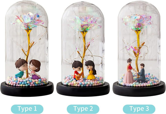 Valentine's Day Gift Decorative Night LED Light Rose Artificial Preserved Flowers - Connects Cart