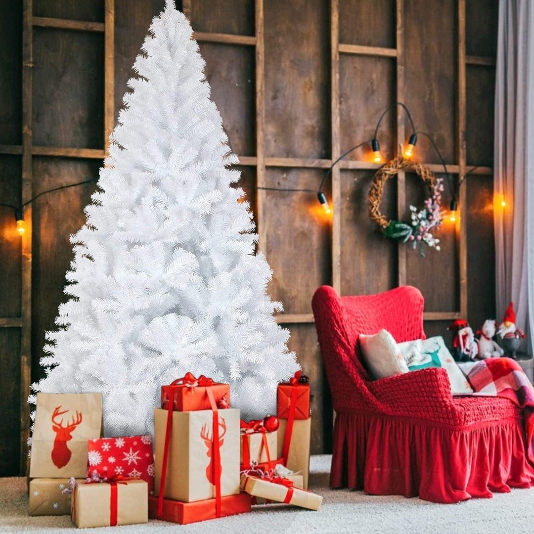 White Christmas Tree 6ft 5ft 4ft High Quality Artificial Xmas Tree - Connects Cart