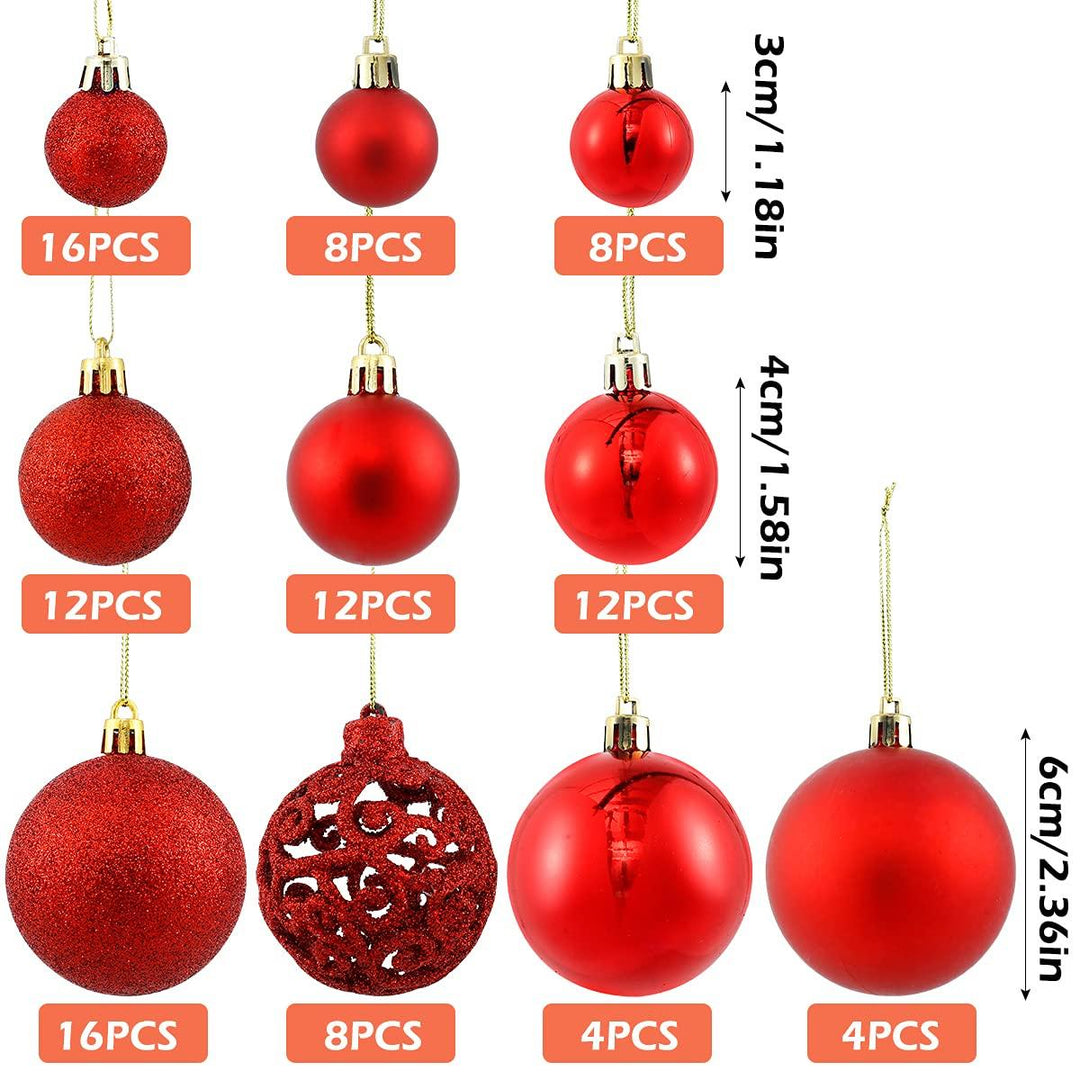 Christmas Baubles, Shatterproof Christmas Tree Hanging Ball, Christmas Balls Ornaments 100 PCS - Connects Cart