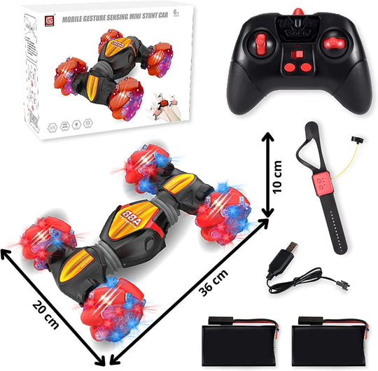 Watch control transforming twist RC stunt car - Connects Cart