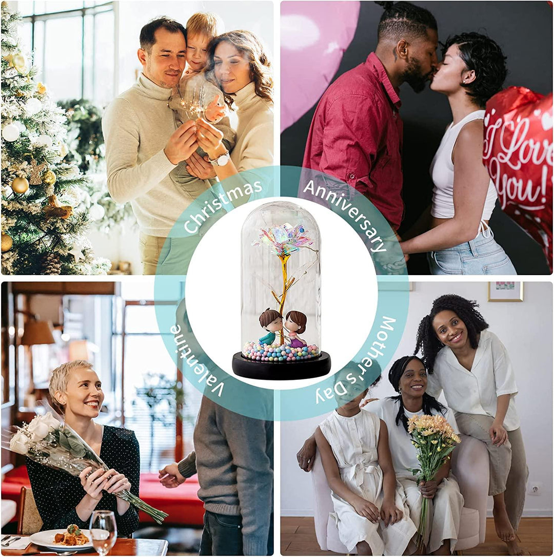 Valentine's Day Gift Decorative Night LED Light Rose Artificial Preserved Flowers - Connects Cart