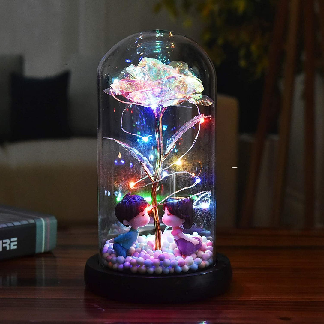 Valentine's Day Gift Decorative Night LED Light Rose Artificial Preserved Flowers - Connects Cart