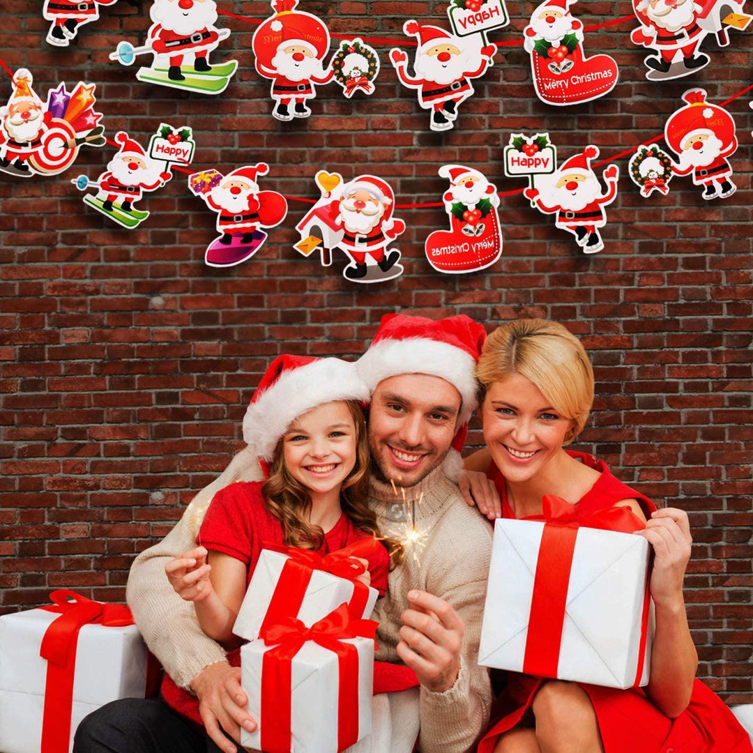 Merry Christmas Banners, Christmas Bright Red Xmas Porch Sign Hanging for Home Wall Door(Red-Christmas Banner) - Connects Cart