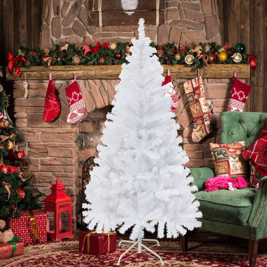 White Christmas Tree 6ft 5ft 4ft High Quality Artificial Xmas Tree - Connects Cart