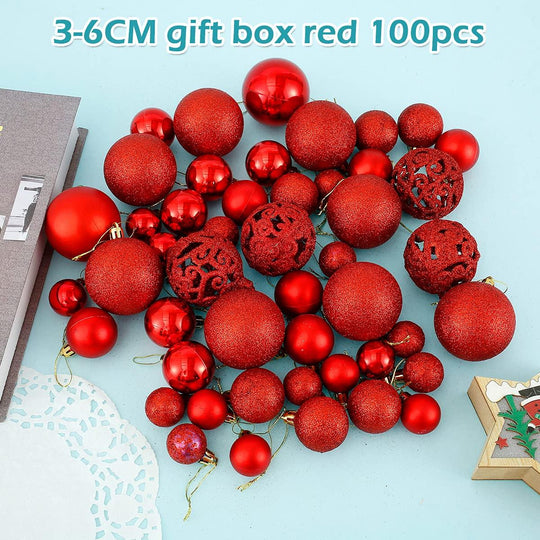 Christmas Baubles, Shatterproof Christmas Tree Hanging Ball, Christmas Balls Ornaments 100 PCS - Connects Cart