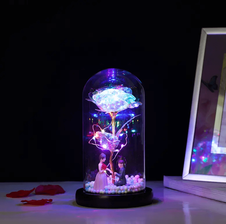 Valentine's Day Gift Decorative Night LED Light Rose Artificial Preserved Flowers - Connects Cart