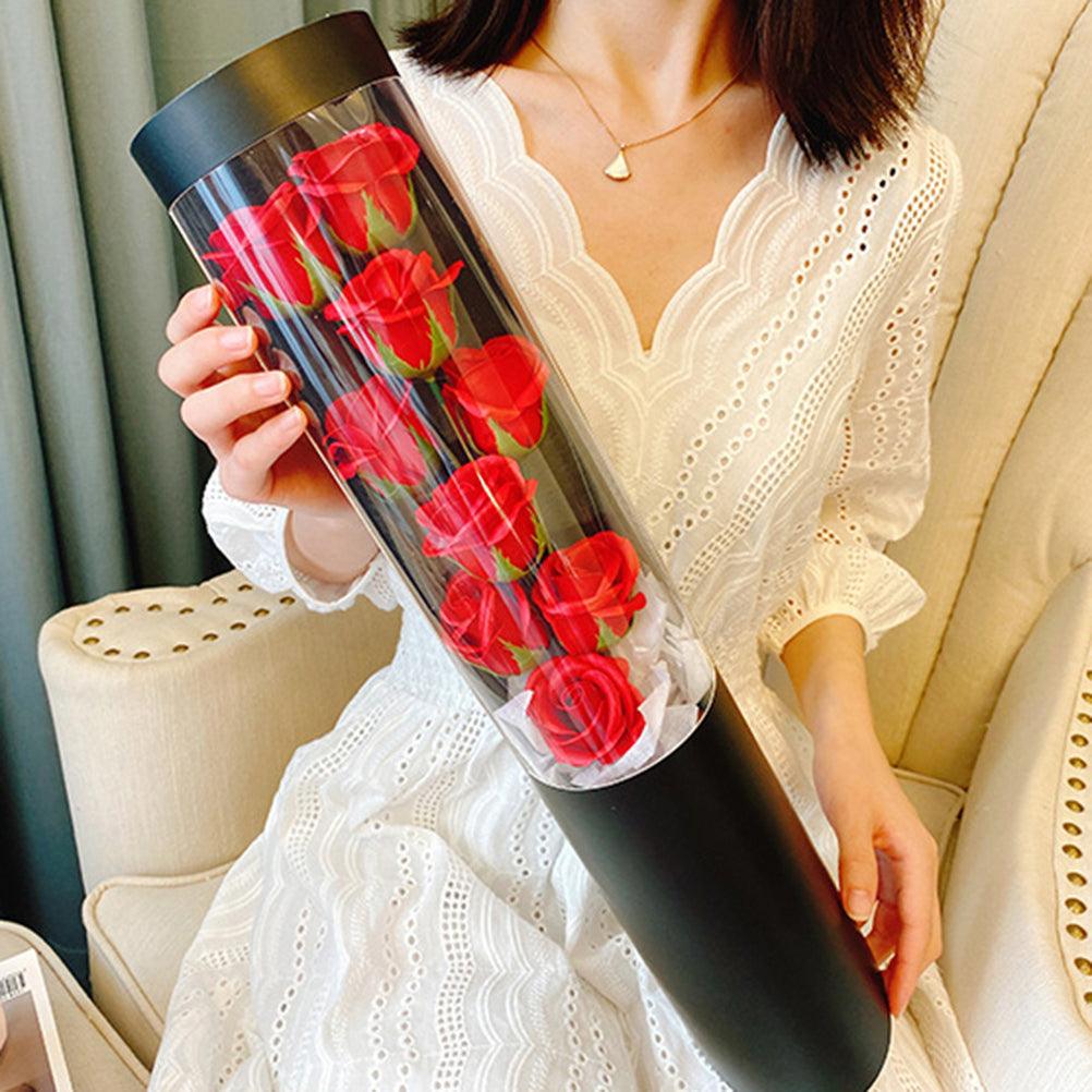 Artificial Rose Flowers Rose Petal Bouquet Tube Valentine's Day Gift for Lover - Connects Cart