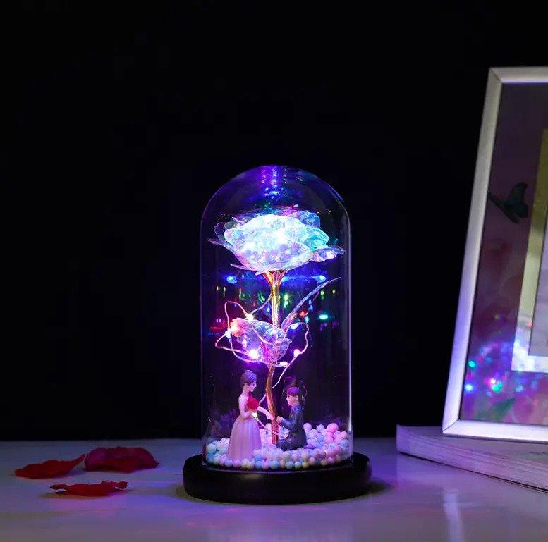 Valentine's Day Gift Decorative Night LED Light Rose Artificial Preserved Flowers - Connects Cart