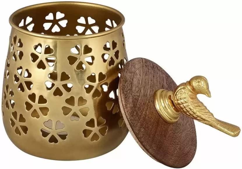 Beautiful Gold Iron Tealight Holder Home, Office, Living Room (Gold, Pack of 2) - Connects Cart